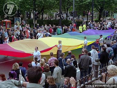 Rainbow flag at Manchester Mardi Gras 2002