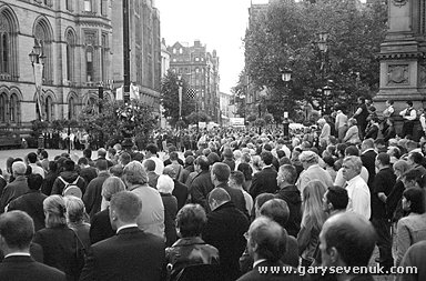 Three minute silence at Manchester Town Hall for the victims of the World Trade Centre attack