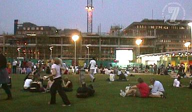 Commonwelth games video screen in Piccadilly Gardens