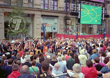 Dancers outside of The Triangle