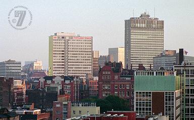 Manchester skyline at sunrise