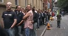 Waiting in line at Manchester Pride 2004 to swap a wristband for an entry ticket